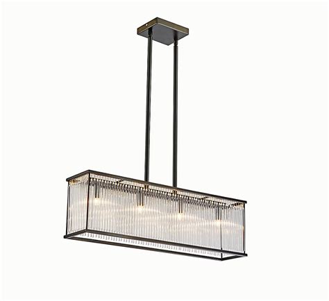 L2 Lighting 4 Light Rectangular Bronze Pendant Light Fixture With Glass Rod Shade The Home