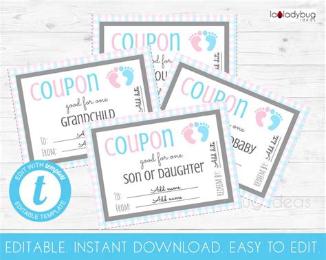 Editable Baby Coupon Book Printable Coupon Book For Baby