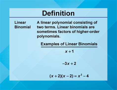 Video Definition 32--Linear Function Concepts--Linear Binomial | Media4Math