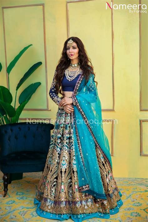 Stunning Blue Bridal Dress Pakistani Wedding Wear 2021 Nameera By Farooq