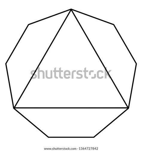 Sample Equilateral Triangle Inscribed Regular Nonagon Stock Vector