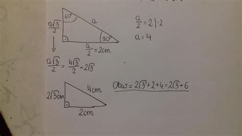 6 W trójkącie prostokątnym jeden z kątów ostrych ma 30 Oblicz obwód