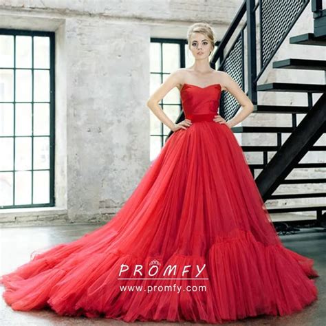 Red Ball Gown Tulle Dresses Images 2022