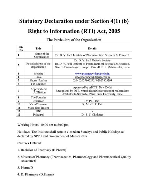 Statutory Declaration Under Section 41 B Of The Rti Act