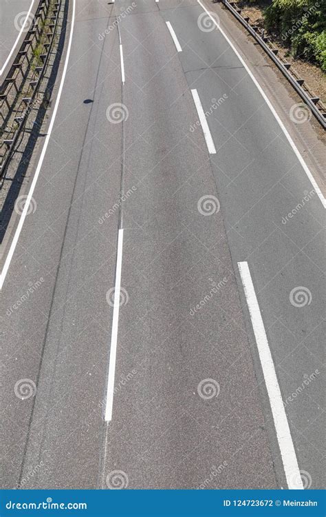 Aerial of Empty Highway with Road Markings Stock Photo - Image of ...