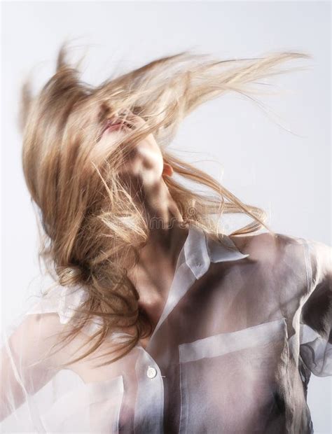 Happy Girl Shaking Long Blonde Hair Stock Photo Image Of Adults Girl