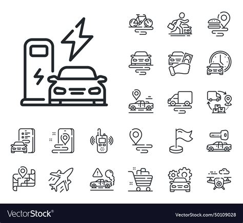 Charging station line icon car charger sign Vector Image