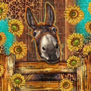 Donkey With Sunflowers Oz Skinny Tumbler Png Sublimation Design