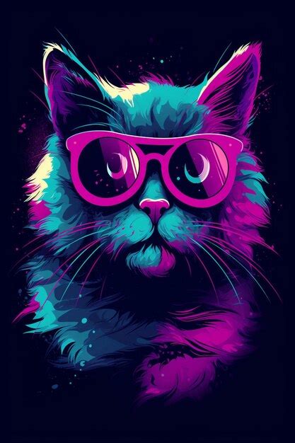 Premium Ai Image A Close Up Of A Cat Wearing Sunglasses On A Black