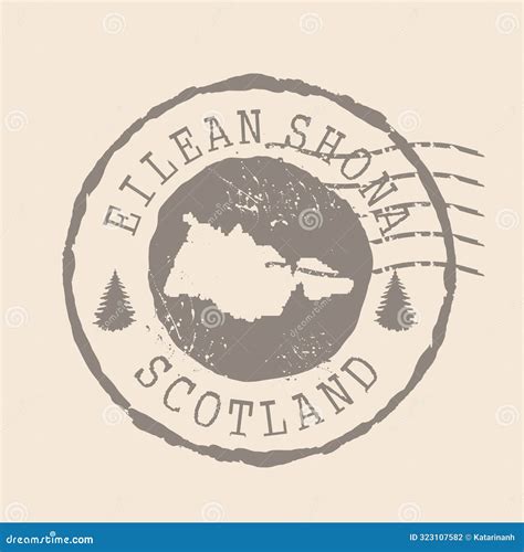 Stamp Postal Eilean Shona Island. Map Silhouette Rubber Seal. Design Retro Travel. Seal Map ...