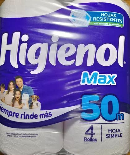 Papel Higienico Higienol Max 50mt Hoja Simple Pack 6 Unid Mercadolibre