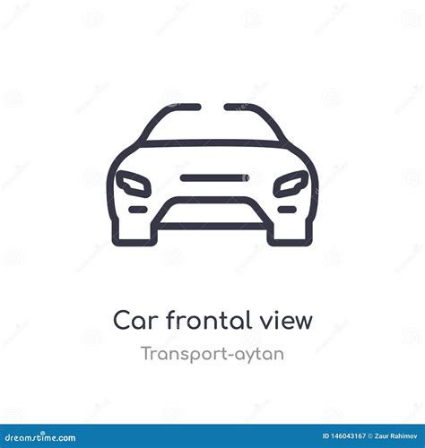 Car Frontal View Outline Icon Isolated Line Vector Illustration From