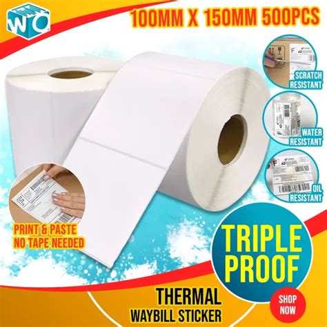 Waybill Sticker Thermal Paper A6 100mm X 150mm 500pcs Officom Label