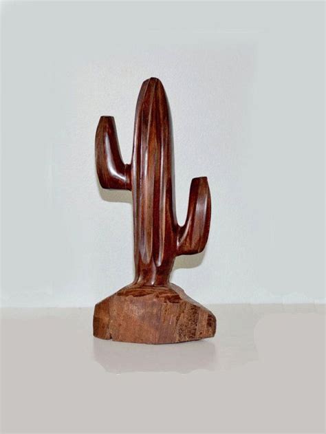 Vintage Hand Carved Ironwood Desert Cactus Sculpture T Etsy