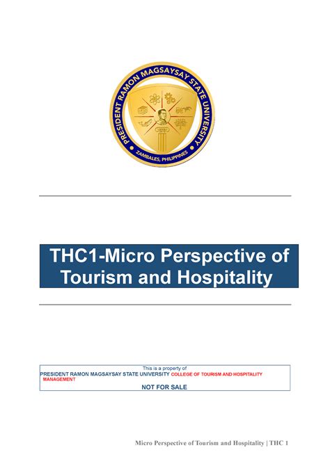 Chapter 1 Of Tourism And Hospitality THC1 Micro Perspective Of