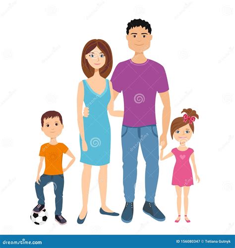 Imagen Vectorial De Una Familia Feliz Padres E Hijos Ilustraci N Del