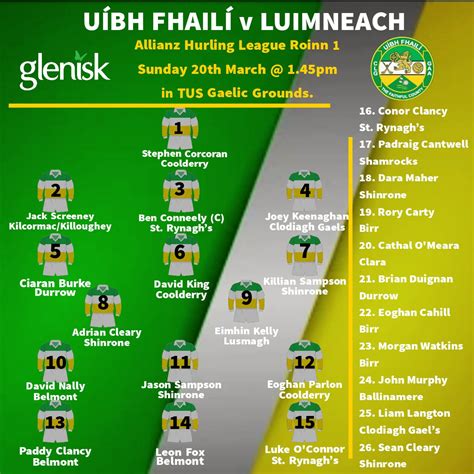 Official Offaly GAA On Twitter The Offaly Senior Hurling Panel That