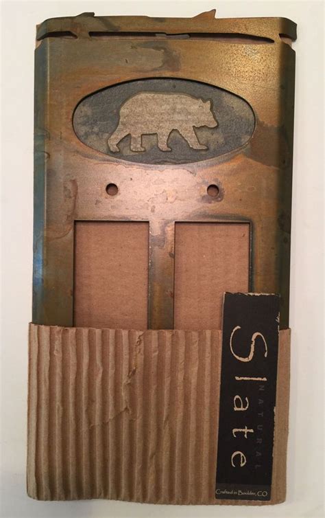 Slate Grizzly Black Bear Double Light Switch Plate Cover Lodge Cabin Decor New Light Switch