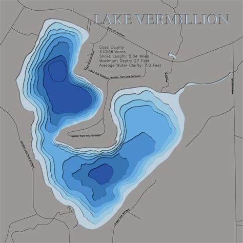 3d Depth Map Of Lake Vermillion In Cass County Mn