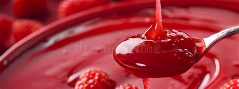 Strawberry Jam In A Spoon Close Up Selective Focus Stock Image Image Of Strawberry Summer