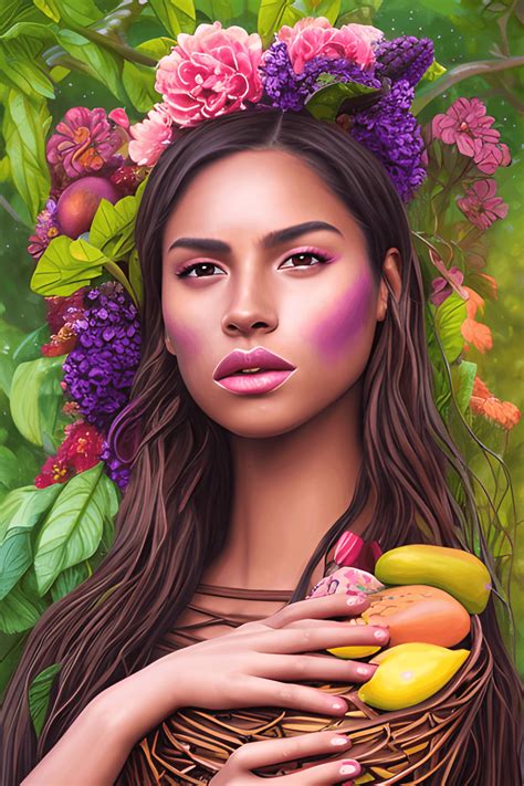 Beauty Latina In Garden Creative Fabrica