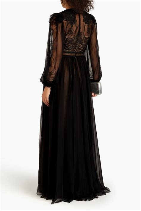 ZUHAIR MURAD Crochet Trimmed Chiffon And Lace Gown THE OUTNET