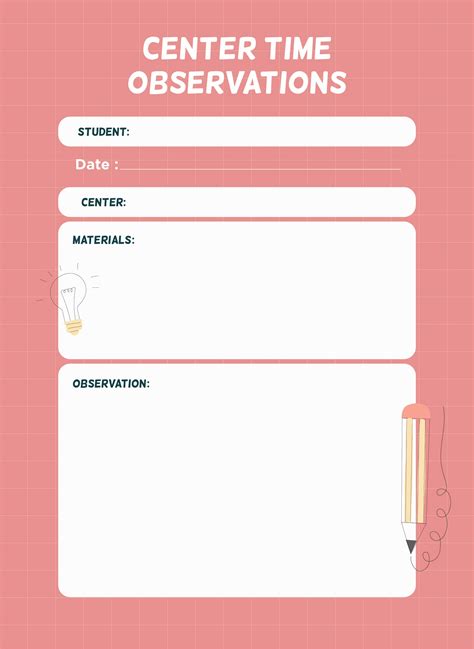 Observation Sheet For Preschool