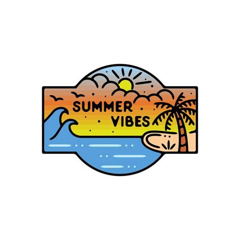 Premium Vector Summer Vibes Beach Monoline Badge