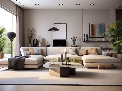 Premium Ai Image Modern Living Room With Sofa Generate Ai