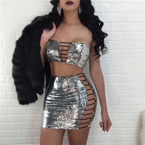 Sexy Conjunto Falda Top Brilloso Moderno Antro Fiesta Jz158 MercadoLibre