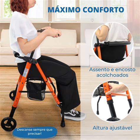 Tipos De Andador Para Idosos - Andador para idosos | Aço | Dobrável | Assento e encosto | 2 rodas