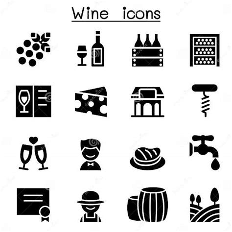 Wine Icons Set Stock Vector Illustration Of Label Cellar 98128804