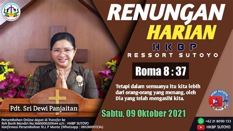 Renungan Harian Hkbp Ressort Sutoyo Sabtu Oktober Oleh Pdt