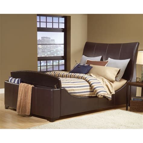 Hillsdale Justin Brown Leather Sleigh Storage Bed In King Size Brown