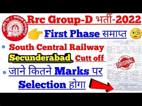 RRC Group D Expected Cut Off Secunderabad Zone 2022 Secunderabad Zone