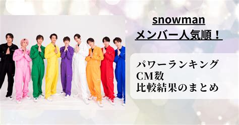 Snowmanのメンバー人気順。タレントパワーランキングやcm数で比較！ Fumido