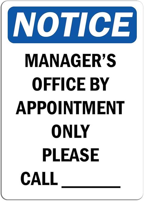 Notice Managers Office By Appointment Only Please Sign