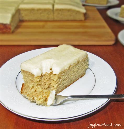 Brown Sugar Banana Snack Cake With Vanilla Frosting Joy Love Food