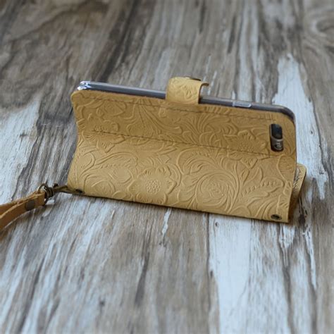 Wristlet Tooled Leather Iphone Pro Max Case Iphone Plus Etsy