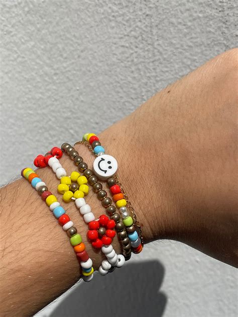 Aesthetic Beaded Seed Bracelet Set 5 Pieces Boho Cute Etsy