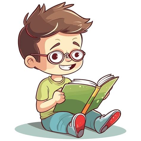 Vector lindo niño leyendo un libro para el día de los niños ilustración