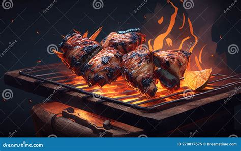 Food Meat Steak Chicken Roast Grilled Generative Ai Stock