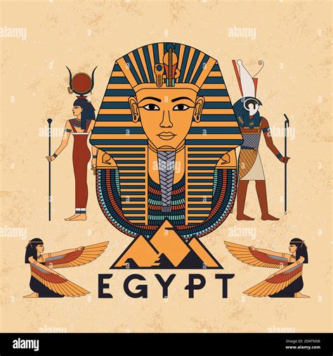 Vector Illustration Symbols Of Ancient Egypt Egyptian Winged Sun Gods