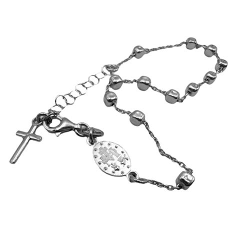 Pulsera Denario De Plata Medalla Virgen Milagrosa Y Cruz