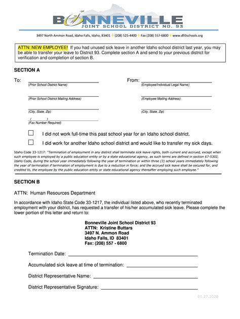 Fillable Online Sick Leave Transfer Form Fax Email Print