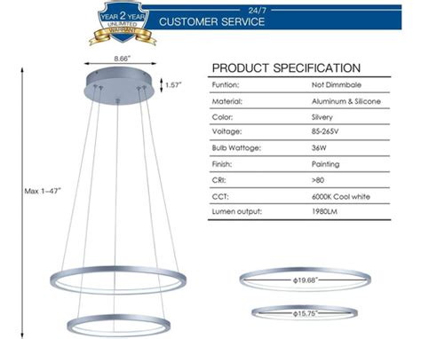 L Mpara Colgante Led Moderna Con Anillos Circulares Y Colg Cuotas