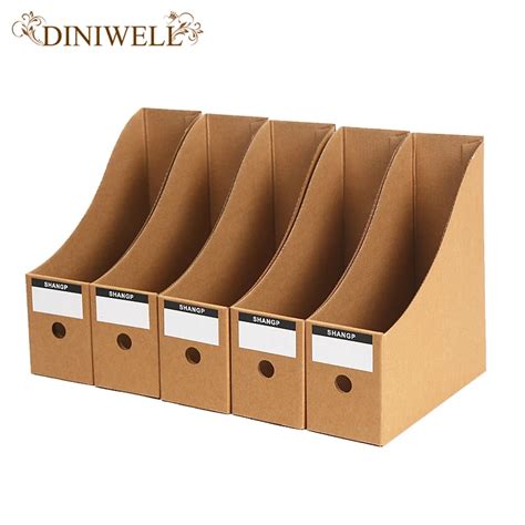 Diniwell 5 Pcs Kraft Paper Collapsible Storage Boxes Desktop Document