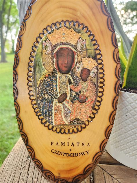 Our Lady Of Czestochowa Wood Plaque Polish Mother Mary Keepsake Queen