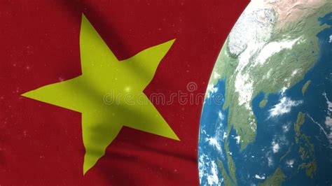 Bandera De Vietnam Y Mapa De Vietnam En El Globo Terrestre Metrajes