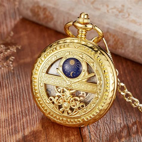 10pcs Lot Vintage Hollowed Hand Wind Mechanical Pocket Watch With Chain